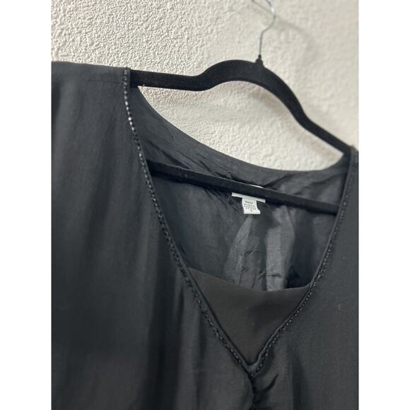 Mimi Maternity Dress Black Short Flutter Sleeve Sz L Beaded Sheer Overlay Witchy - Picture 3 of 11